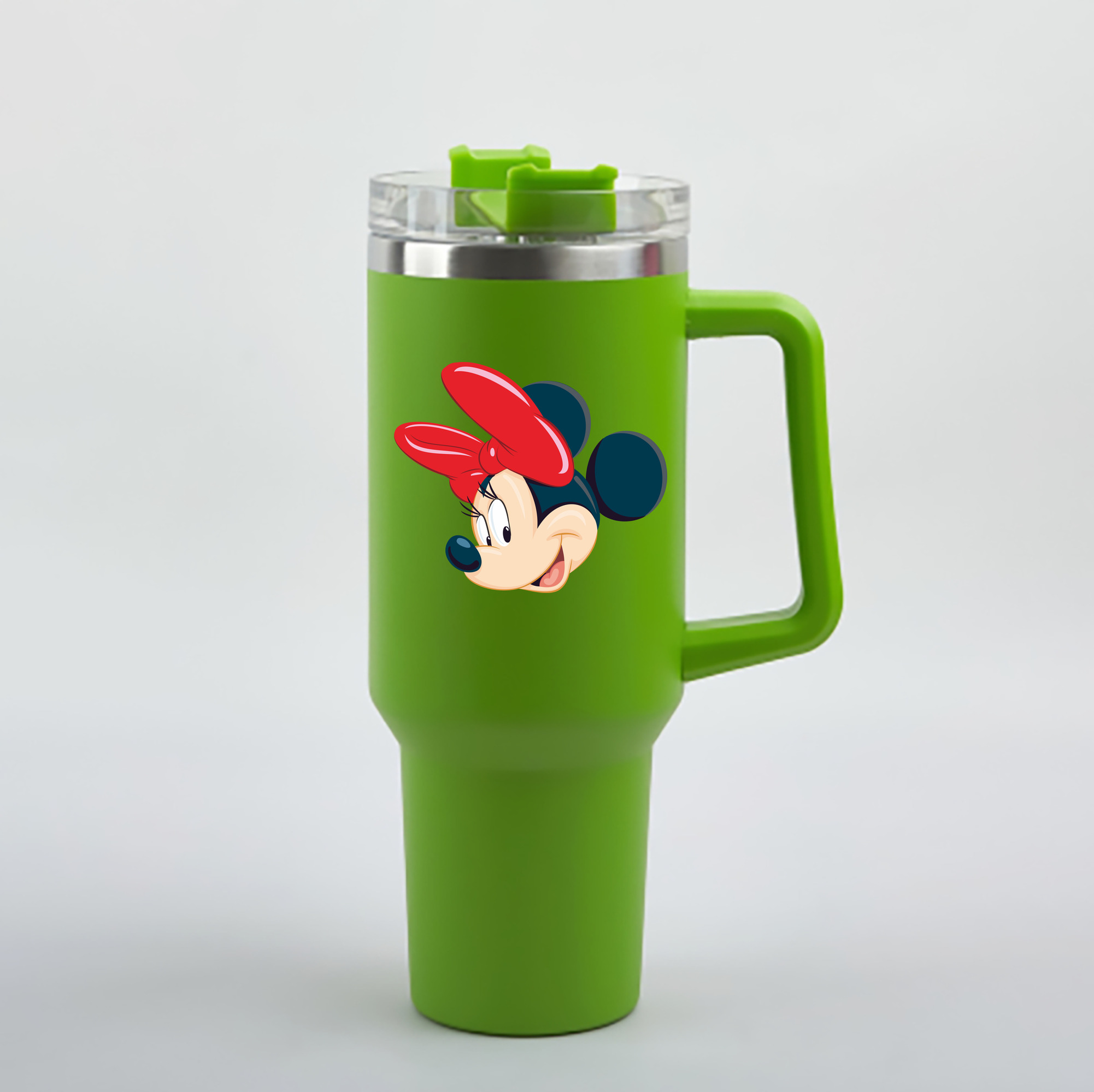 （画像用） ミッキーマウス Mickey Mouse 1200mL車用タンブラー - クリスタルステッカー（プラスチックストロー付き）
